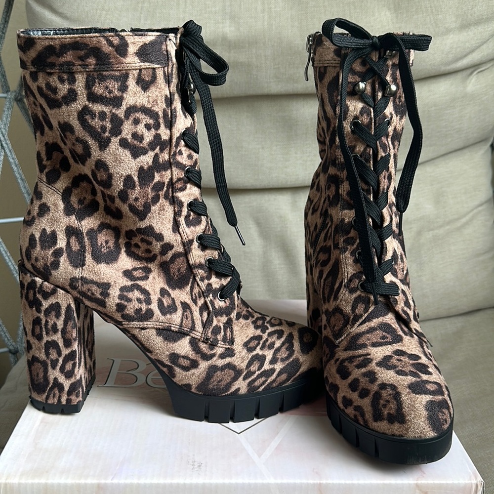 Bella Marie leopard high heel boots